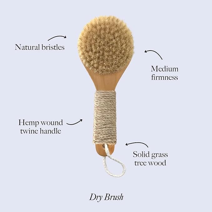 Esker Dry Brush: Skin Exfoliating Full Body Brush for Better Circulation and Energy Flow, Made with Natural Tree Wood, Perfect for Bathing or Shower Routine