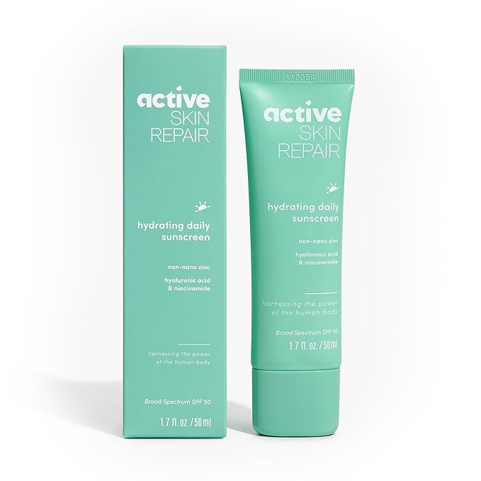 Active Skin Repair SPF 50 EWG-Certified Hydrating Daily Sunscreen and Face Moisturizer, Non-Nano Zinc, Non-Toxic Broad Spectrum Protection Hydrating Mineral Facial Sunscreen, 1.7 fl. oz.