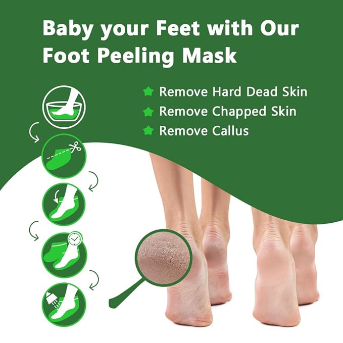 Foot Peeling Mask 5 Pack, Foot Mask Remove Dead Skin, Rough Callus and Cracked Heels, Dry Skin Moisturizer for Soft and Smooth Baby Touch Feet (Tea Tree)