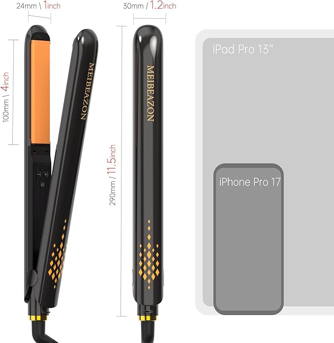 Flat Iron Hair Straightener and Curler - Professional Wet to Dry Straightener with 3D Floating Ceramic Plates, Travel Dual Voltage, LED Display, Fast Heat Up, Auto Shut Off, Silicone Mat