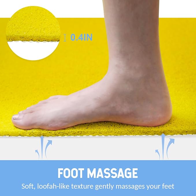 Non-Slip Bathtub Mat, Anti Slip Shower Mat, Fast Drying Bathtub Mats, Foot Scrubber Mat, Anti Slip Mat for Tub, Floor, Bathroom, Kitchen, Home, Hotel (Yellow 36"×24")