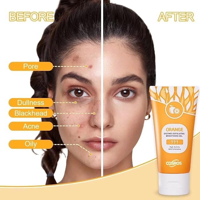 2Pcs Orange Exfoliating Gel Scrub for Face and Body Skin, Deep Cleansing Moisturizing Skin Exfoliator, Natural Orange Exfoliating Gel, Peeling Exfoliator