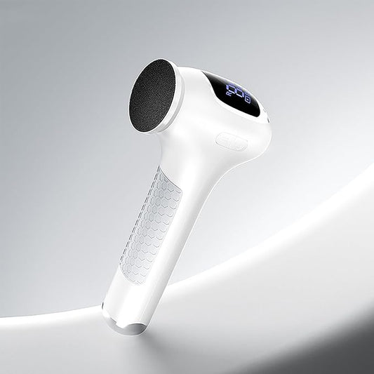 L'UGX Electric Foot Callus Removers –Powerful 8N·cm Torque Professional Pedicure Foot File, 3-Speed Settings, LCD Display, 60pcs Sandpaper Discs, Type-C Rechargeable, Ergonomic Handle-White