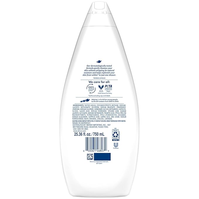 Dove Body Wash, Hydrate, Value-Size 4-Pack – Moisturizing Cleanser for Smooth, Soft Skin, 25.36 Oz Ea