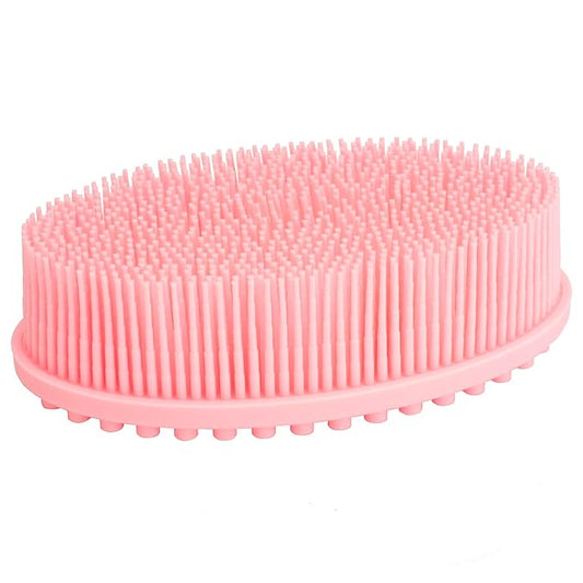 DNC Exfoliating Silicone Body Scrubber Shower Bath Body Brush Easy to Clean, Lathers Well, Eco Friendly (Pink)