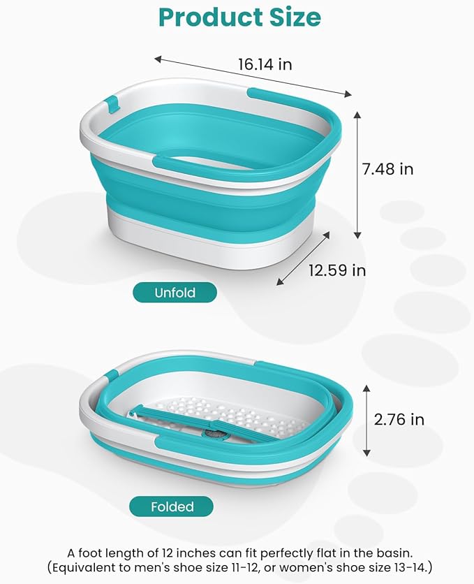 Nekteck Foot Soaking Tub Collapsible Bucket for Foot Bath Soak Tub, Feet Basin Soaker with 138 Acupressure Nodes and Pumice Stone for Feet Health Foot Spa, Gifts for Men Women Dad Mom, Green