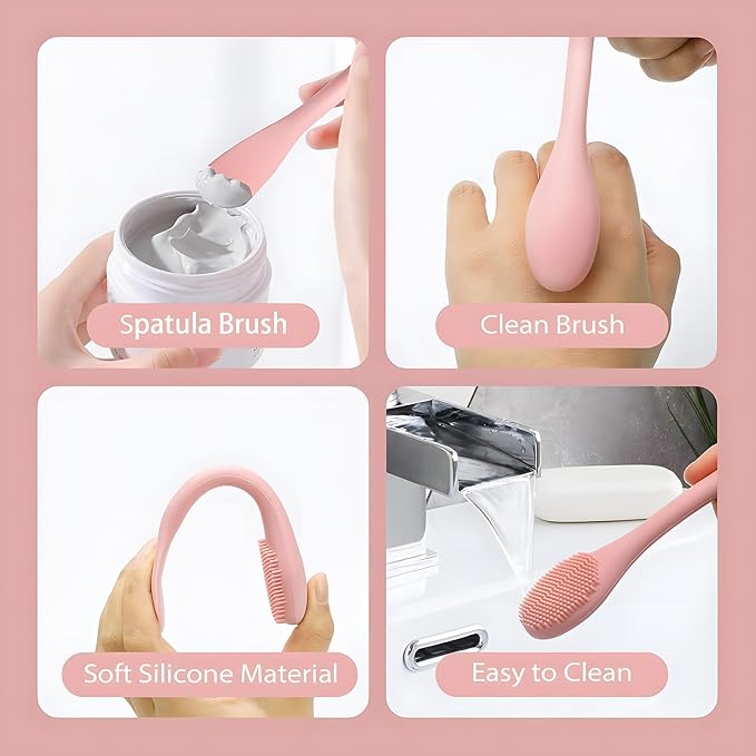 Silicone Facial Mask Applicator Face Masks Skincare Brush Facial Scrubber Double-Head Lotion Spatula Scoop for Makeup,Foundation,Cream,Lotion,Moisturizer,Gel,Peel,Mud Masks,Grey and Purple