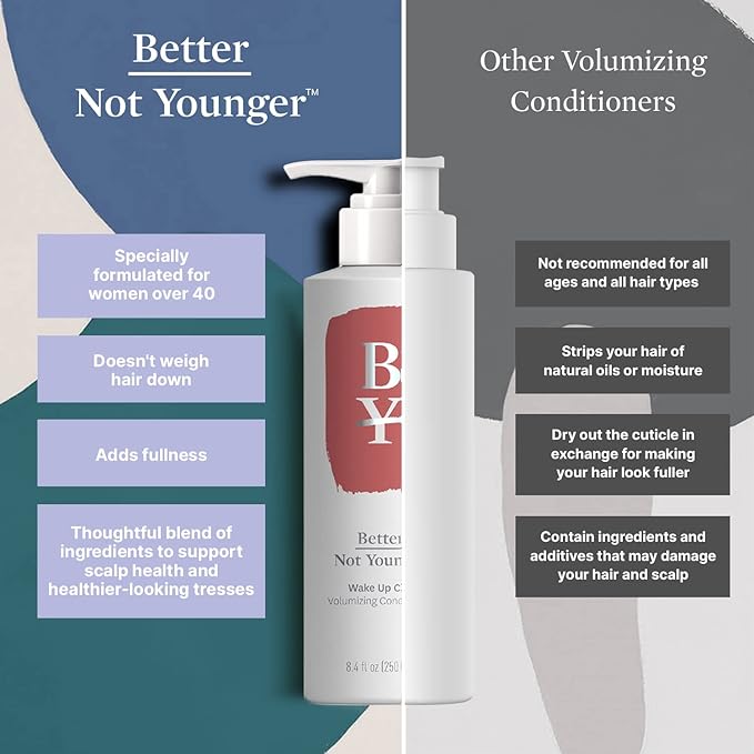 Better Not Younger Wake Up Call Volumizing Conditioner 8.4 fl oz with Biotin – For Women Over 40 with Thinning Hair -Volumizes, Lifts & Nourishes - Thickening, Color-Safe, Sulfate Free Conditioner.