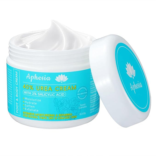 Urea Cream 40 Percent For Feet Maximum Strength - plus Salicylic Acid 2% Foot Cream For Dry Cracked Heels Feet Knees - Dead Skin Cuticle Callus Remover Toenail Softener - Lightly Camellia Scent