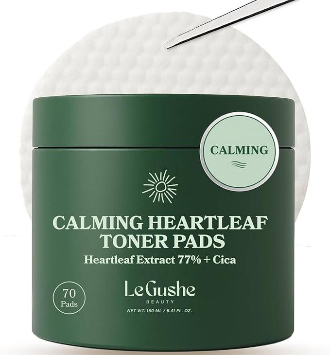 Le Gushe Heartleaf Face Toner Pads (70 Count) - Calming and Hydrating Toning Pads - CICA and Heartleaf Toner - for Troubled Skin and Breakouts (160 ml/ 5.41 fl oz)