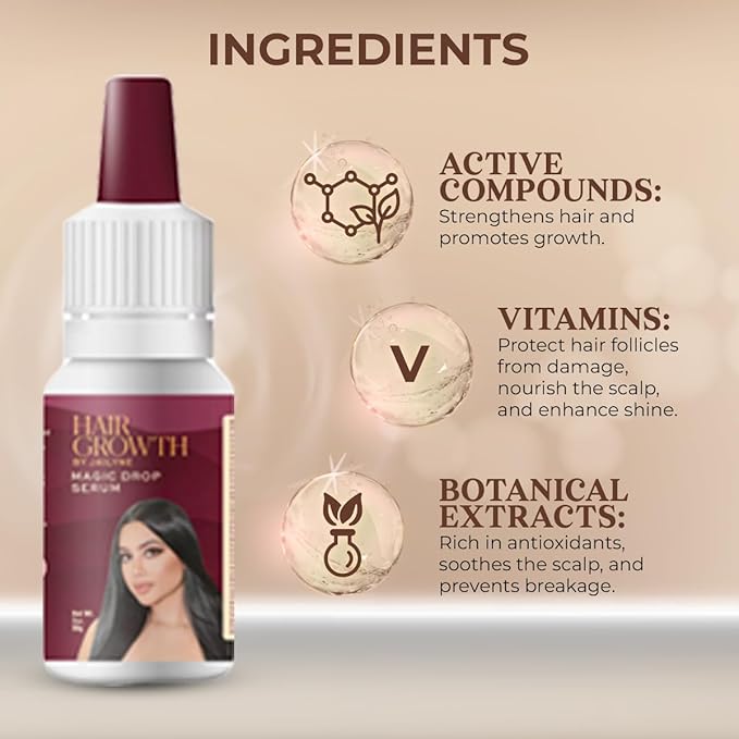 Hair Growth Magic Drop Serum by Jailyne Ojeda – Fast-Absorbing, Scalp Revitalizing Formula – Promotes Thicker, Healthier Hair with Botanical Extracts & Keratin – Made in USA