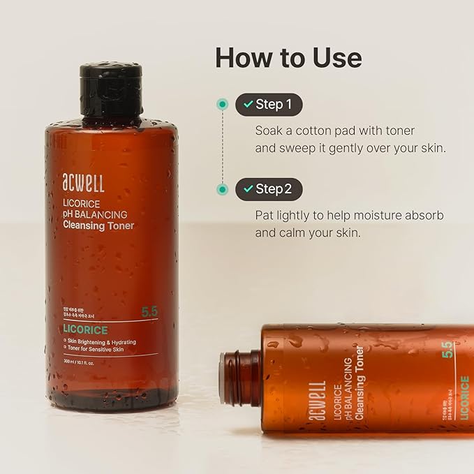 ACWELL Licorice pH Balancing Cleansing Toner 5.07 fl.oz. - PH5.5 Hydrating Makeup Cleansing Astringent - Skin Clearing, Reduce Pigmentation, Acne and Dark Spots