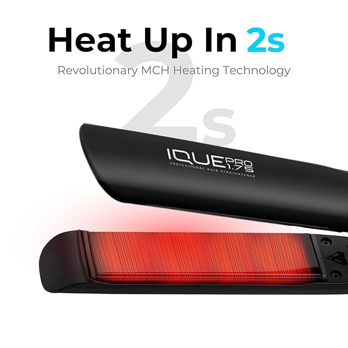iQUE Flat Iron Hair Straightener & Curler 2-in-1 | Nano Titanium with Ionic Function | Heats in 2 Sec | Adjustable Temp up to 480°F | LCD Display | Dual Styling Tool | Dual Voltage 100-240V | 1.75"