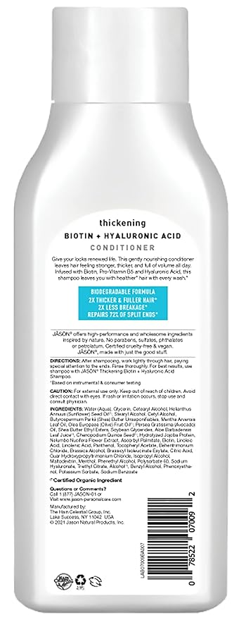 Jason Conditioner, Thicken & Restore Biotin and Hyaluronic Acid, 16 Oz