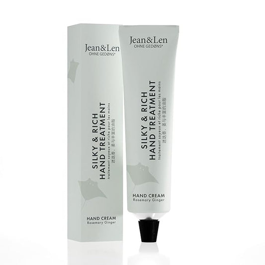 Jean & Len Silky & Rich Treatment Rosemary & Ginger, 100% recyclable aluminum tube (without lid), rich hand cream, ensures soft hands, without parabens & silicones, 2.54 Fl. Oz.