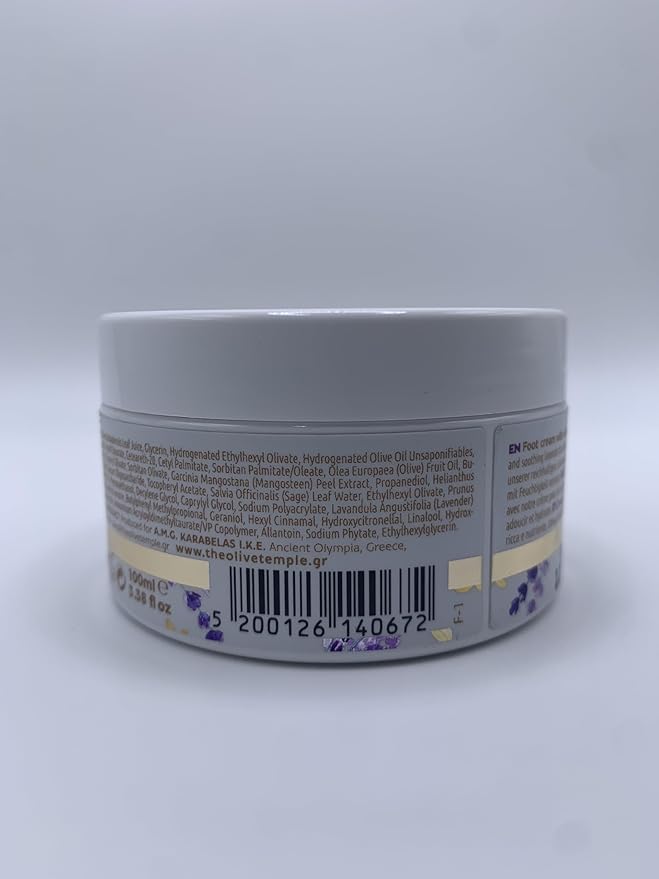 Hydrating Foot Cream with Olive Oil and Lavender, 100 ml (3.38 fl oz)