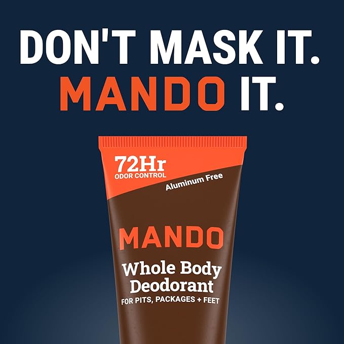 Mando Whole Body Deodorant For Men - Invisible Cream - 72 Hour Odor Control - Aluminum Free, Baking Soda Free, Skin Safe - 3 Ounce Tube (Pack of 2) - Cedar Grove