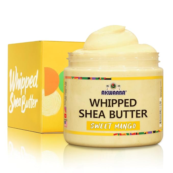 AKWAABA Whipped Shea Butter (Sweet Mango) – Nourishes & Moisturizes | Made with Shea Butter | No Dyes & Parabens | 12 oz / 340 g