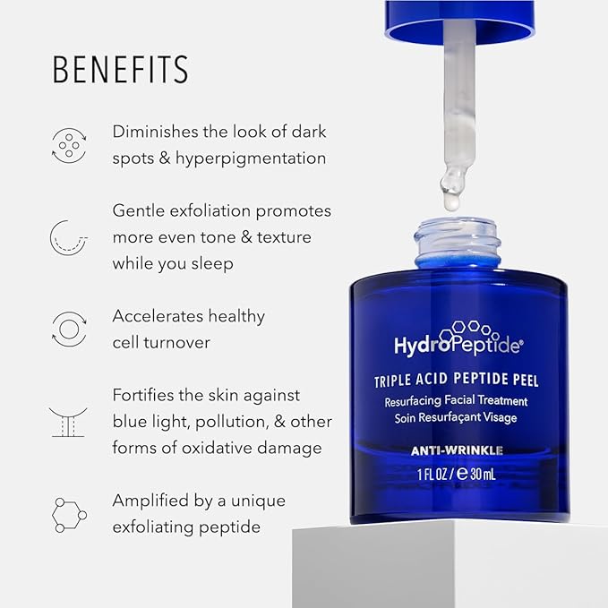 Hydropeptide Triple Acid Peptide Peel Resurfacing Peptide Exfoliation Hydroxy Treatment, 1 Ounce (packaging may vary)