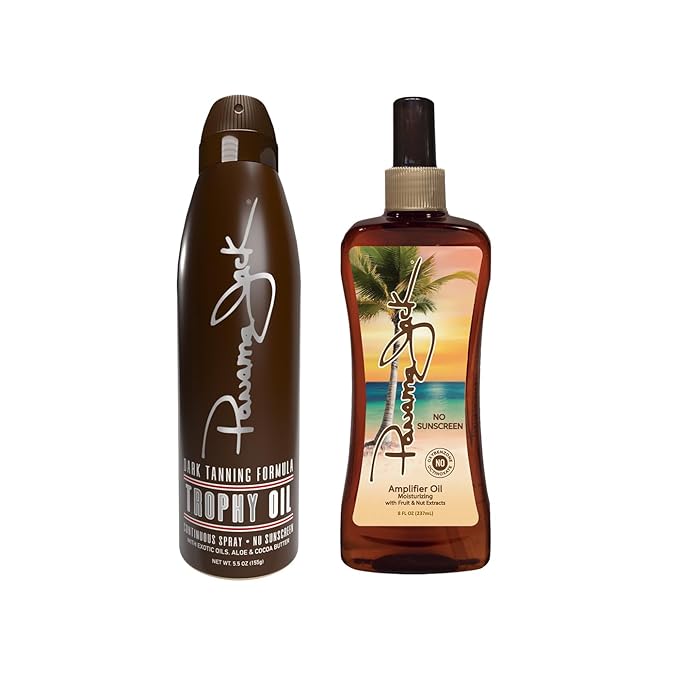 Panama Jack Trailblazer Set - Amplifier & Trophy Tanning Oil Spray SPF 0 Suntan Sun Care Pack