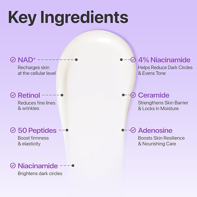 numbuzin No.9 NAD+ Retinol Eye Cream, Depuffing & Firming Eye Serum for Dark Circles, Wrinkles & Fine Lines, Peptides & Niacinamide for Glow & Undereye Radiance, Stocking Stuffers 0.33 fl oz