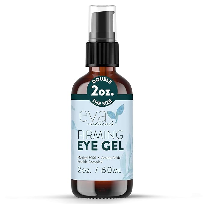 Eva Naturals Eye Gel for Dark Circles, Bags & Puffiness – Anti-Aging Serum with Peptides, Hyaluronic Acid & Botanicals – Firming Under Eye Treatment for Wrinkles, Fine Lines & Tired Skin – 2 oz