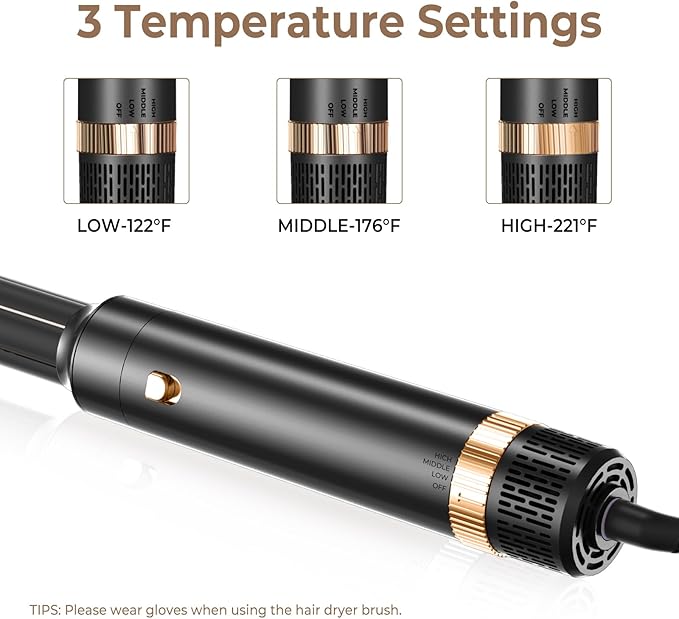 6 in 1 Hair Dryer Brush, Blow Dryer Brushies Ionic Hair Dryer, Oval Hot Air Brush, Hair Curler Straightener Magic Styler Autowrap Air Styler