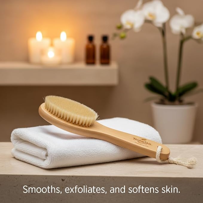 Tiger Tail Therapeutic Dry Brush for Body – Includes Carry Bag - Exfoliating Brush for Lymphatic Massage, Cellulite Appearance, Skin Rejuvenation, Dead Skin Cell Removal/Detox, Fascia Massage
