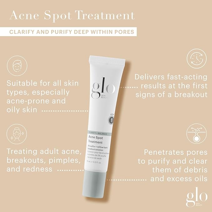 Glo Skin Beauty Acne Spot Treatment - With 5% Sulfur Targets Breakouts For Acne-Prone and Oily Skin