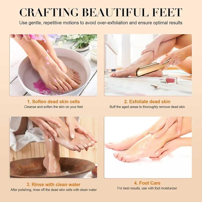 Glass Foot File and Callus Remover for Hard Skin, Cracked Heels - Heel File Pedicure Tool with Anti-Slip Grip, Fast Smooth Results, Wet and Dry Foot Scrubber Dead Skin Remover