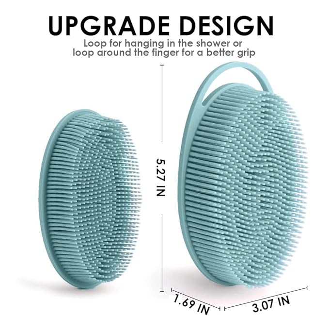 2-in-1 Silicone Face & Body Scrubber Applicator - Dual-Sided Exfoliating Brush & Lotion Spatula for Skincare, Makeup, Shower Bath - Set of 3, Soft Easy-to-Clean, Sensitive Skin for All Ages