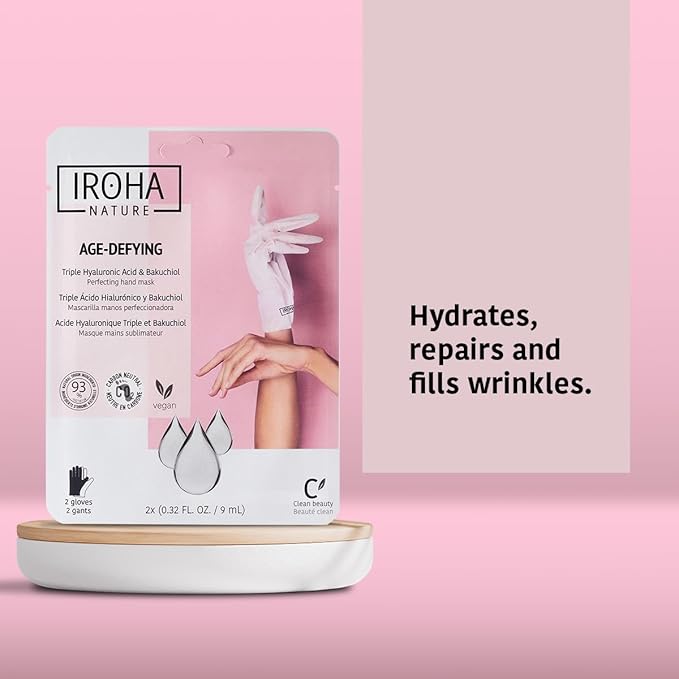 IROHA NATURE Anti-Aging Hand Mask Gloves | 15 Pairs | Triple Hyaluronic Acid, Bakuchiol & Niacinamide | Reduces Wrinkles & Dark Spots | Vegan & Cruelty-Free | 93% Natural Ingredients