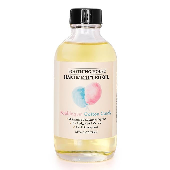 Bubblegum Cotton Candy: Moisturizing Body Oil for Soft, Glowing Skin with Almond & Jojoba Oil (4 fl oz)