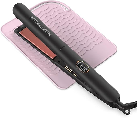 Flat Iron Hair Straightener and Curler 2 in 1, Professional 3D Floating Ceramic Plates with Travel Dual Voltage, Negative Ion, LED Display & Auto Shut-Off for Smooth, Shiny, Frizz-Free Hair