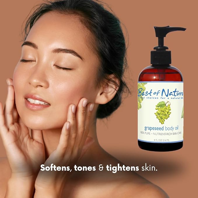 Best of Nature 100% Pure Grapeseed Oil - Unscented, Lightweight, Non-Greasy Moisturizer for Hair, Skin, Face & Aromatherapy, Carrier Oil for Essential Oils, Half Gallon (64 fl oz)