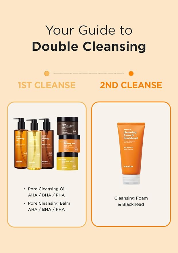 Hanskin Deep Pore Care Trio – PHA Cleansing Oil, Foam Face Wash & BHA Cleansing Balm | Double Cleanse & Blackhead Care | Korean Oil Cleanser Set, K-Beauty