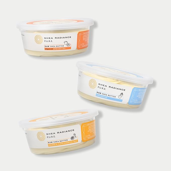 Shea Radiance P.U.R.E Raw Shea Butter | 100% Natural & Unrefined Body Butter | Soothes, Softens, & Increases Collagen | Long Lasting Moisture | Moisturizer for Sensitive Skin | Unscented (7.5 oz)