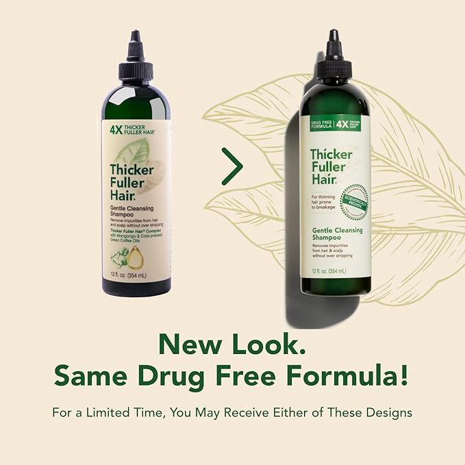 Thicker Fuller Hair Gentle Cleansing Shampoo Advanced Thickening Solution 12oz - Removes Impurities, Fortifies Hair And Reduce Breakage (Pack of 2)