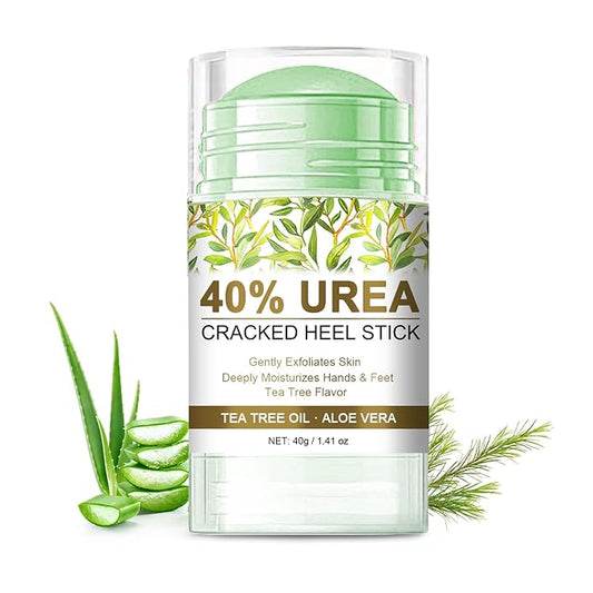Urea Cream Stick 40% for Feet Maximum Strength, Foot Lotion Stick for Rough Thick Dry & Cracked Skin, with Coconut Oil, Green Tea Extract, Tea Tree and Aloe Vera - 1.41oz