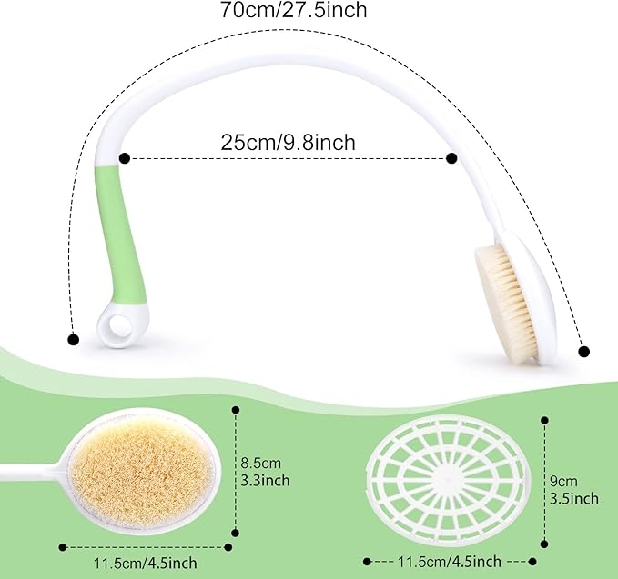 27.5” Back Bath Brush with Long Curved Long Handle,Shower Brush with U-Shaped for Cleaning,Body Scrubber for Elderly,Disabled, Post-Surgery,Limited Mobility,Spine Pain,Frozen Shoulder