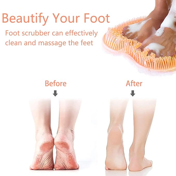 Shower Foot and Back Scrubber Mat,Wall Mounted Shower Foot Scrubber with Suction Cups,Exfoliating Silicone Massage Foot Cleaner for Shower(Yellow)