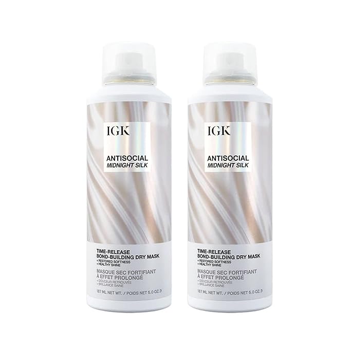 IGK Antisocial Dry Hair Mask | Leave-In Overnight Bond-Building Treatment for Dry Hair & Extensions | Hydrates, Repairs & Softens | 5oz (Pack of 2) New and Improved Scent