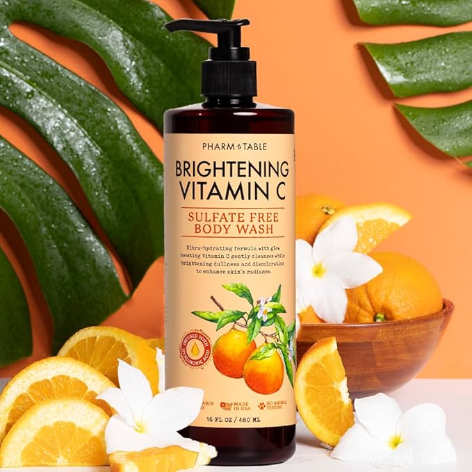 Brightening Vitamin C Body Wash for Women and Men - Brightens and Nourishes the Skin, Sulfate Free, 100% Cruelty Free, 480ml