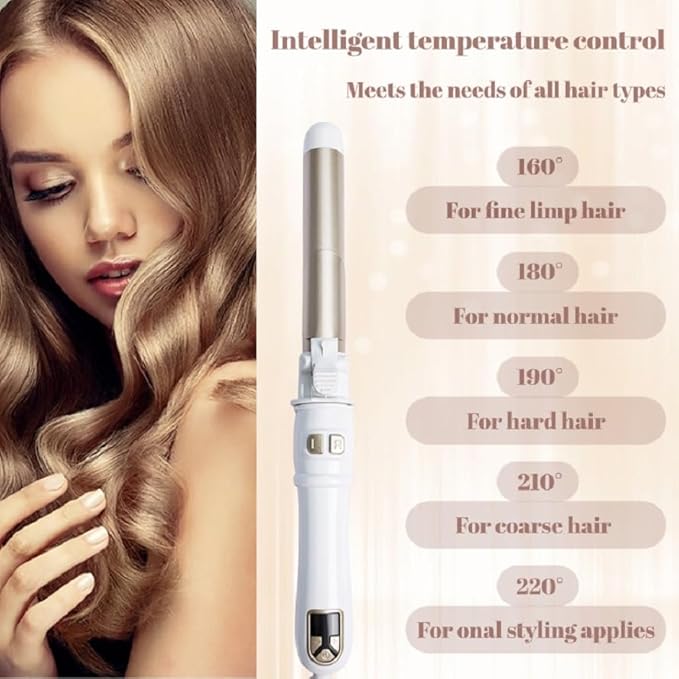 1.1 inch Automatic Curling Wand Rotating Curling Iron for Long Short Hair, Automatic Hair Curler with LED Display, Professional Hair Styling Irons Fast Heating