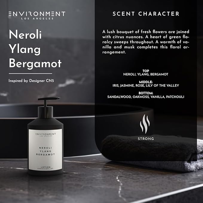ENVIRONMENT Inspired by Designer Perfume CN5, 300ml Luxury Scented Lotion (Neroli | Ylang | Bergamot) Bathroom Luxury, Men & Women High-End Body Lotion, Hand Cream, Dry Skin Treatment