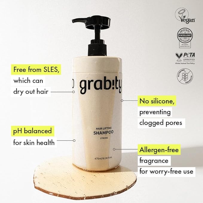grabity g0.0 Hair Lifting Shampoo Strong – Hair Strengthening and Thickening Shampoo for Thinning Hair with Biotin and Salicylic Acid, Vegan & Free from Sulfates and Parabens, 16.06 fl.oz.