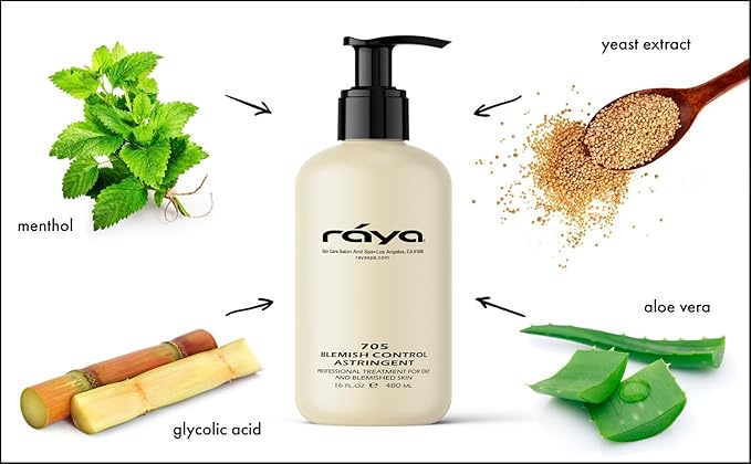 RAYA Blemish Control Astringent 16 oz (705) | Facial Toner for Very Oily and Break-Out Skin | Helps Normalize pH Levels and Regulate Oil Gland Secretion | Made with Vitamin-B | Great for Teens