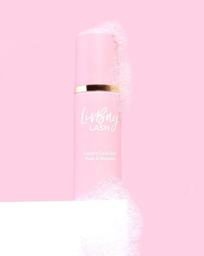 LIVBAY New Lash Bath + Brush Combo - Aftercare Foaming Cleanser for Eyelash Extension | Lash Bath | Oil Free & Gentle Formula (Professional Use Only)