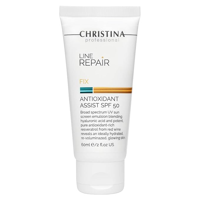 Christina Line Repair Fix Antioxidant Assist SPF 50 Sunscreen for Face - 60 ml - Broad Spectrum UVA/UVB Protection Daily Face Sunscreen with Hyaluronic Acid and Resveratrol