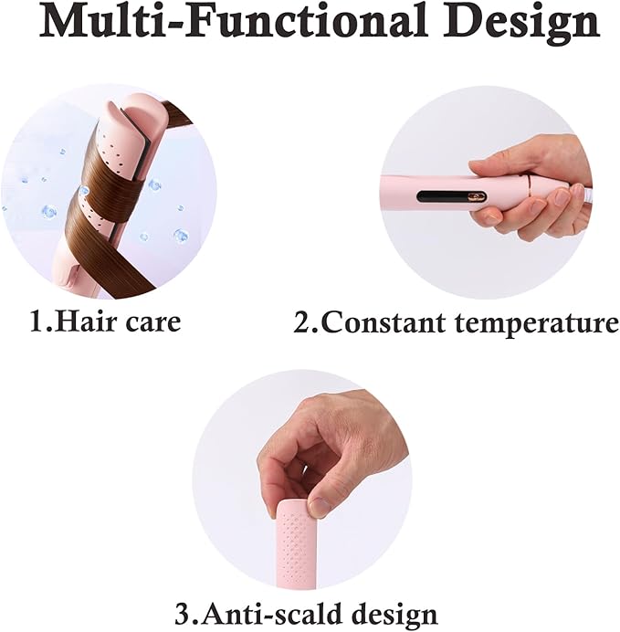 2-in-1 Hair Straightener & Curler Iron with LCD Display, 4 Temp Settings, 30s Fast Heat Up Hair Iron for Hard,Soft & Damaged Hair- Professional Styling Tools for Women (Pink)